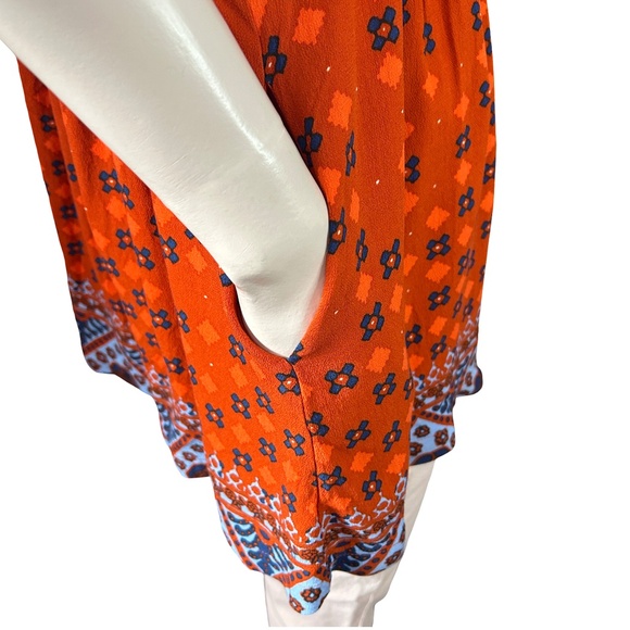 Free People Charlotte Boho Racer Back Long Top Tunic 100% Rayon Pockets - Picture 11 of 16